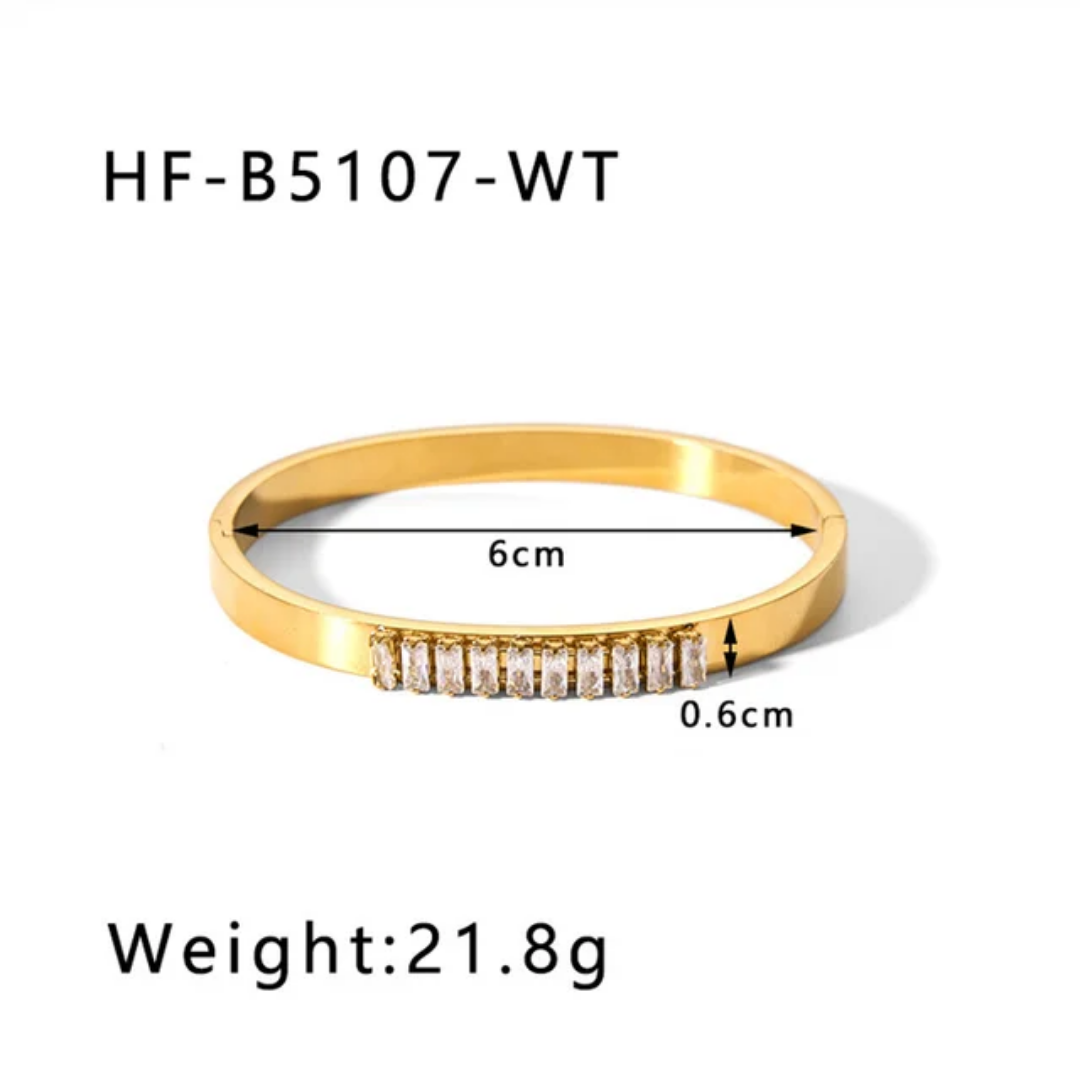 Elegant 18K Gold Stainless Steel Bracelets with Zircon Row Diamond Accents