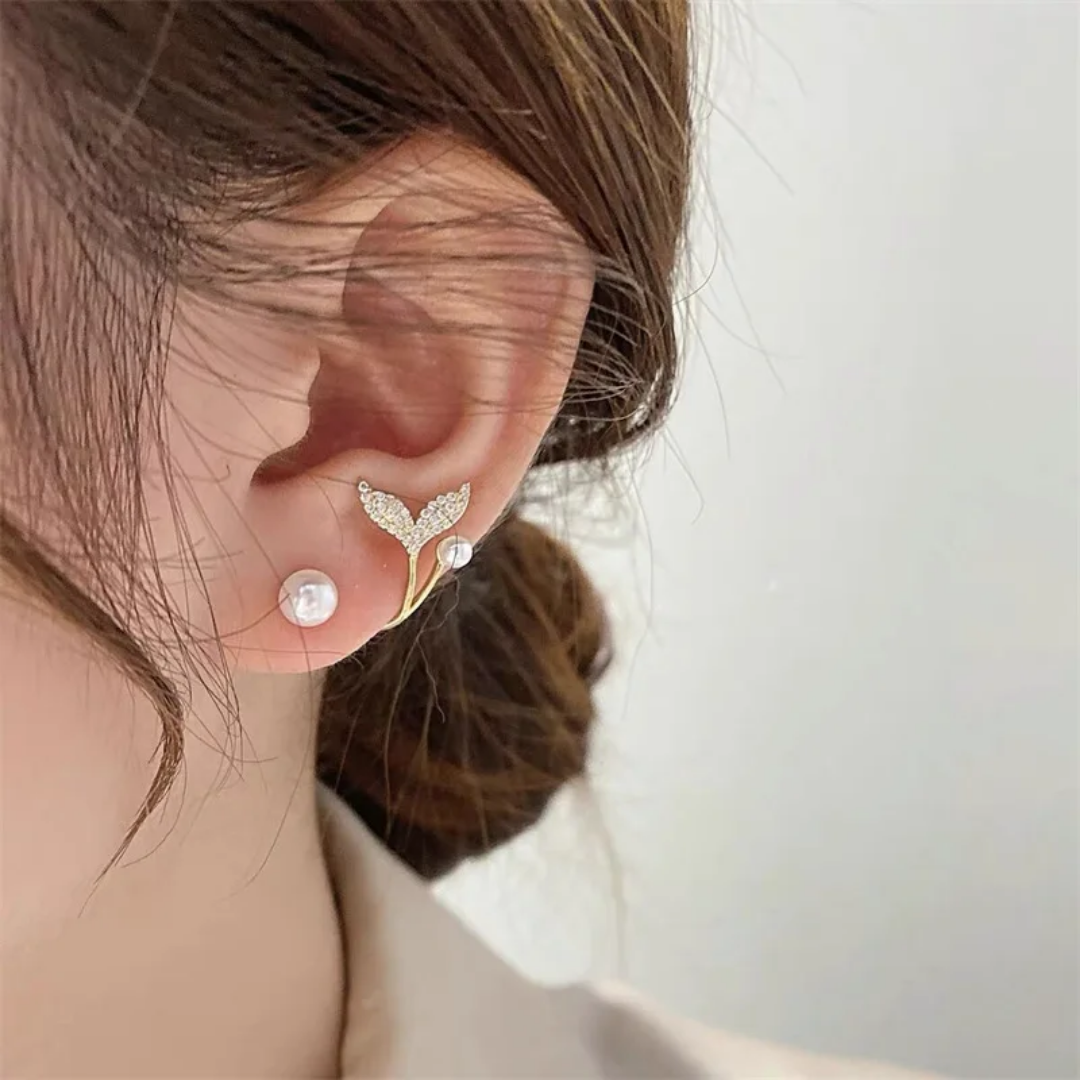 Light luxury Imitation Pearl crystal Flower Stud Earrings