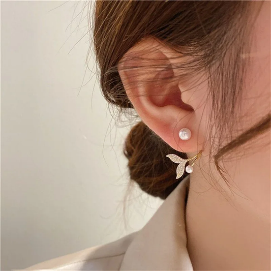 Light luxury Imitation Pearl crystal Flower Stud Earrings