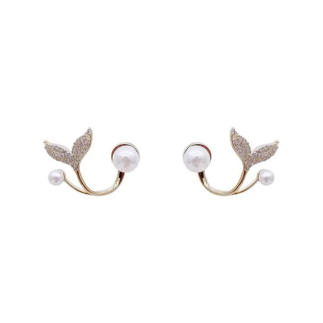 Light luxury Imitation Pearl crystal Flower Stud Earrings