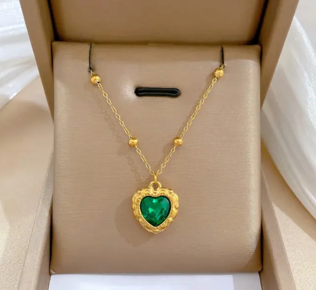 18K gold plated green heart