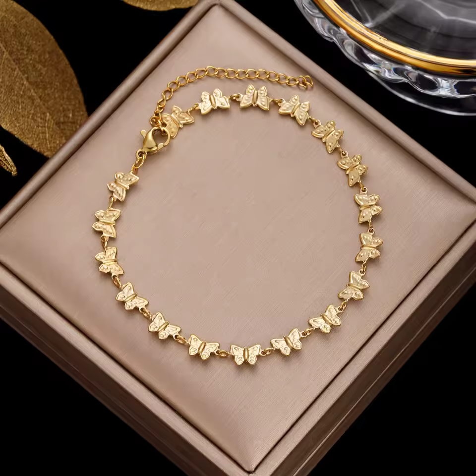 Glod plated stainless steel double layered pearl bracelet