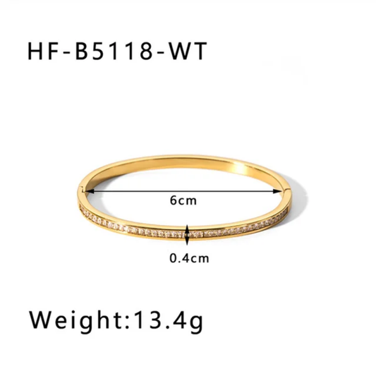 Elegant 18K Gold Stainless Steel Bracelets with Zircon Row Diamond Accents