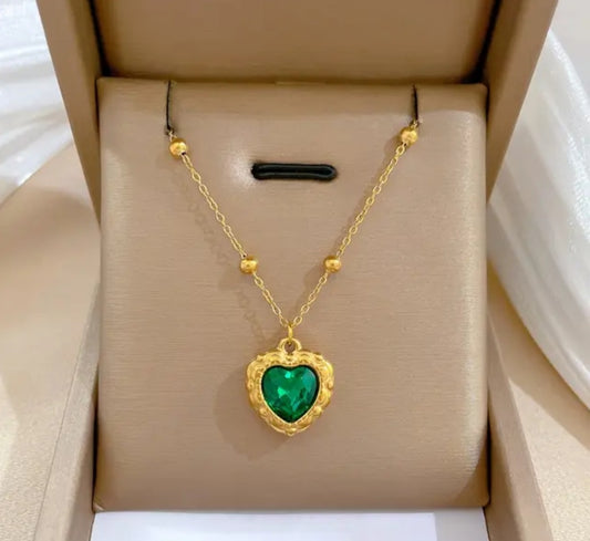 18K gold plated green heart