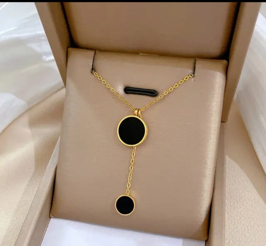 18K gold plated black sarcal Pendant necklace stainless Steel